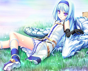 My Dragon, blue, kawaii, anime, dragon, blue hair, dragonanimal HD wallpaper