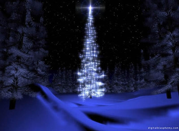 Silver Tree, winter, woods, silver, blue snow, stars, christmas tree HD wallpaper