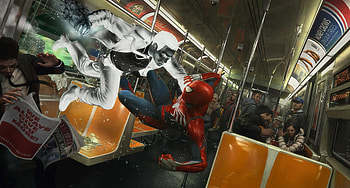Spider-man (PS4), video game, fight, inside train, 2018 HD wallpaper