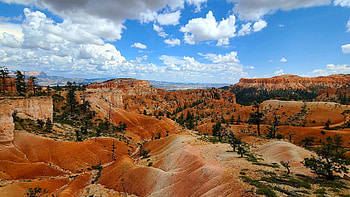 Bryce Canyon NP, Utah, clouds, landscape, autumn, colors, sky, rocks, usa HD wallpaper