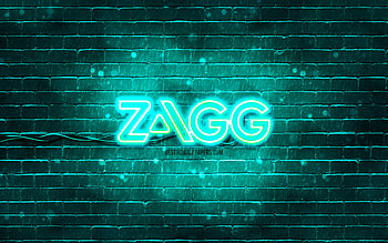 Zagg turquoise logo, , turquoise brickwall, Zagg logo, brands, Zagg neon logo, Zagg HD wallpaper