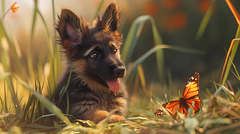 Curious German shepherd puppy, Joy, german shepherd, cute HD wallpaper
