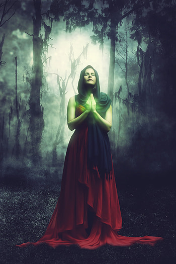 Magic, Fantasy, Forest, Magician, Magus, Surreal, Female, Woman HD phone wallpaper