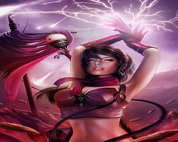 Lighting Witch, magic, lighting, ship mast, woman, storm HD wallpaper