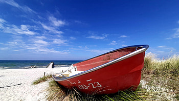 Summer at the Baltic Sea, Germany, boat, sky, water, ocean HD wallpaper