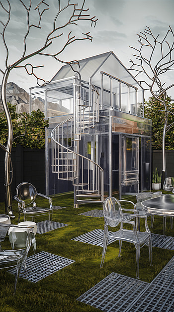 Dreamy Backyard Oasis: A Perfect Escape, Modern Architecture HD phone wallpaper