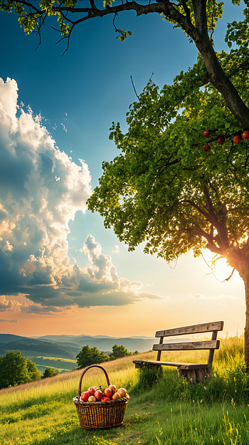 Summer Serenity: A Tranquil , nature, bench, tree HD phone wallpaper