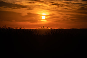 Cities, Sunset, Sky, Sun, Usa, City, United States, Ohio, Cleveland HD wallpaper
