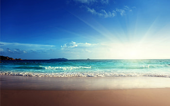 Blue Ocean Sunshine, blue, sand, veach, sky, nature, ocean HD wallpaper
