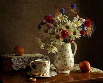 tea time with flowers, still life, abstract, tea time, graphy, flowers HD wallpaper
