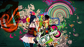 Akiyama Mio, sexy, colorful, hot, guitar, cute, girl, dress, multicolor, anime girl, anime, abstract, girls, female HD wallpaper