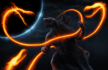Ghidorah Noodles Vs Anime Godzilla, godzilla, artwork, artist, deviantart HD wallpaper