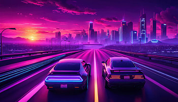 City Skyline Synthwave Cars Cruising, artist, artwork, art, digital-art, synthwave, skyline, deviantart HD wallpaper