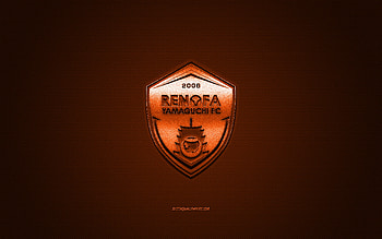 Renofa Yamaguchi, Japanese football club, orange logo, orange carbon fiber background, J2 League, football, Yamaguchi, Japan, Renofa Yamaguchi logo HD wallpaper
