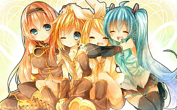 Best Friends Forever!, Project Diva, Megurine Luka, Kagamine Len, Kagamine Rin, Hatsune Miku, Vocaloid HD wallpaper