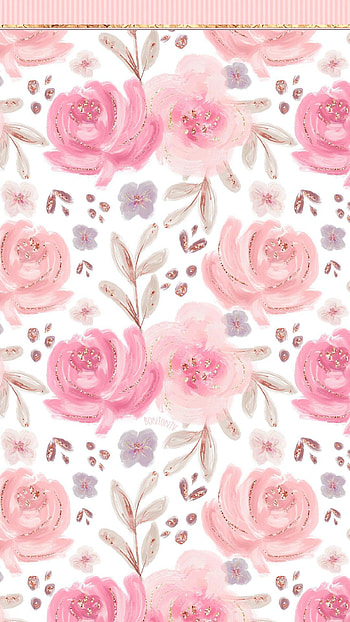 Pink Gold Roses - by BonTon TV - Background wallpap. Gold background, Pink flowers , Flower , Gold Floral HD phone wallpaper
