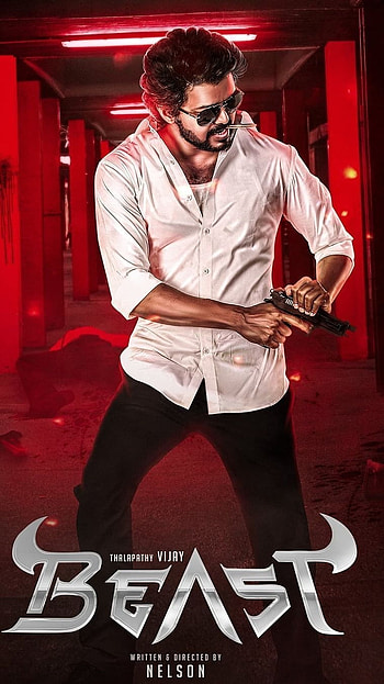 Vijay Beast, Red Background, Poster HD phone wallpaper
