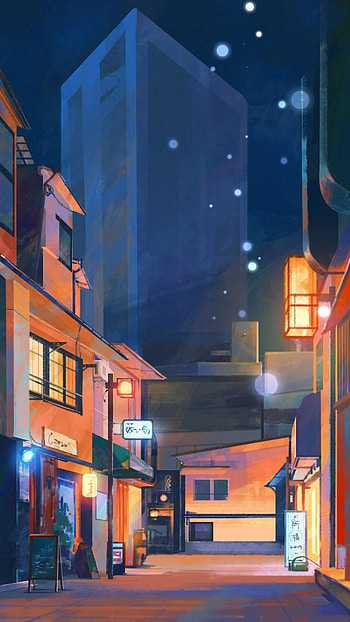 Art, Night, City, Paint HD phone wallpaper