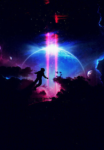 Dark, Silhouette, Multicolored, Motley, Darkness, Planet, Bounce, Jump HD phone wallpaper