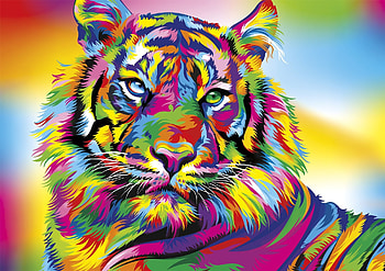 Colorful tiger, animal, colorful, pink, abstract, tiger, fantasy, tigru, luminos HD wallpaper
