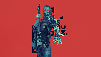 Johnny Silverhand Guitar Guy, keanu-reeves, cyberpunk-2077, games, johnny-silverhand, artwork, art, digital-art, guitar, video-games HD wallpaper