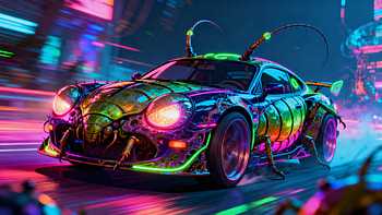 — Cyberpunk Beetle Racer, Car, Sports Car, Neon HD wallpaper