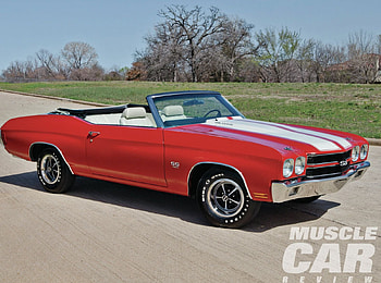 Chevelle Convertible, white stripes, classic, gm, red HD wallpaper