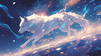Celestial Wolf: An Fantasy, Fantasy Animal, wolf, Anime HD wallpaper