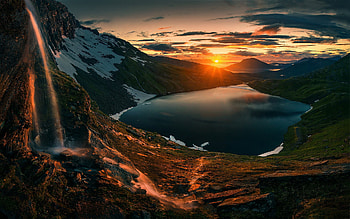 Sunset Over Mountains, sunset, mountains, nature HD wallpaper