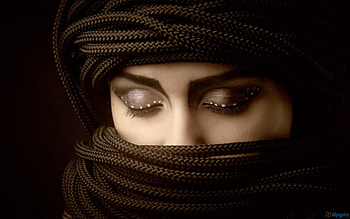 Covered in rope, rope, make up, eyes, faces, mistery, look, chic, cover HD wallpaper