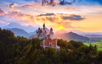 Neuschwanstein Castle, castle, neuschwanstein, sunset, baveria HD wallpaper