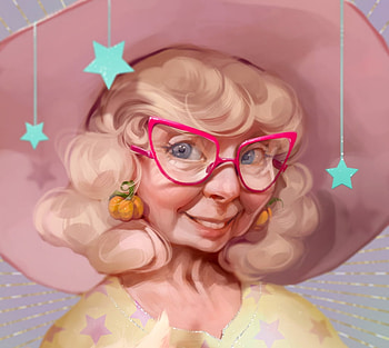 The Good Witch, art, girl, earring, witch, halloween, old, pink, svetlana tigai, fantasy, pumpkin, face, glasses, luminos, hat HD wallpaper