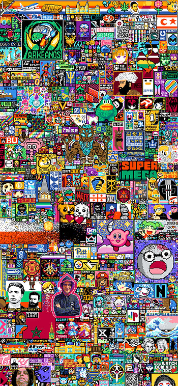 Pixel art, collage HD phone wallpaper