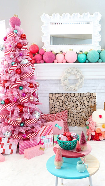 Pink Christmas, Tree HD phone wallpaper