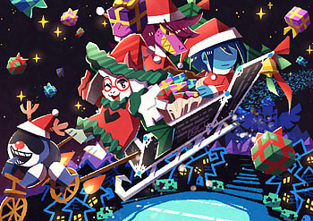 Merry Kristmas!!!, Christmas, Lancer (deltarune), Ralsei (deltarune), Susie (deltarune), Kris (deltarune), video game, deltarune, Christmas Gaming HD wallpaper