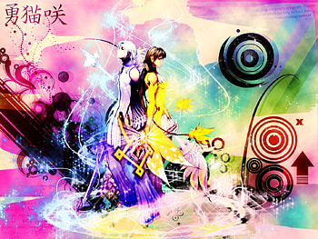 Colored-Explosion, sexy, colorful, hot, cute, girl, long hair, dress, multicolor, anime girl, anime, abstract, girls, female HD wallpaper