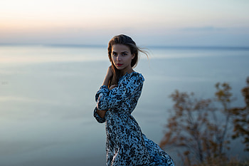 Girl Dress Wind Sea Vignette, girls, model HD wallpaper