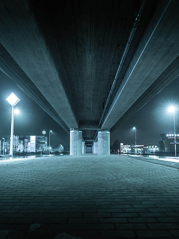 Night, Architecture, Miscellanea, Miscellaneous, Bridge, Construction, Design, Concrete HD phone wallpaper