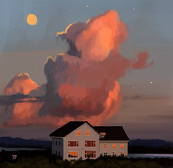 Windows, Sky, Art, House HD wallpaper
