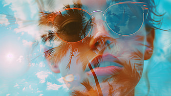 Summer Vibes: of a Woman in Sunglasses, woman, sunglasses, summer vibes, portrait, double exposure HD wallpaper