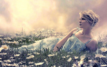 country life, flowers, life, country, woman HD wallpaper