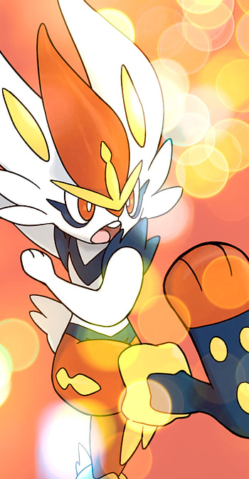 Cinderace, orange, art, pokemon HD phone wallpaper