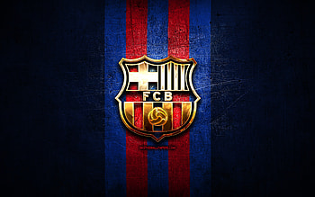 FC Barcelona Basquet, golden logo, ACB, blue metal background, spanish basketball team, FC Barcelona Basquet logo, basketball, Barcelona Basquet HD wallpaper