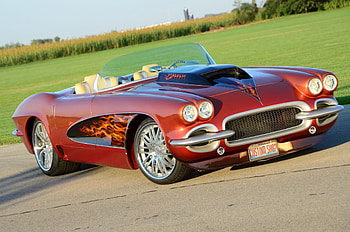 1962-Copper -Corvette, Bowtie, Flames, Conv, GM HD wallpaper