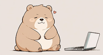 Cute bear, bear, laptop, chibi, kawaii, cute HD wallpaper