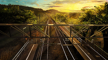 Railroads, anime, original HD wallpaper