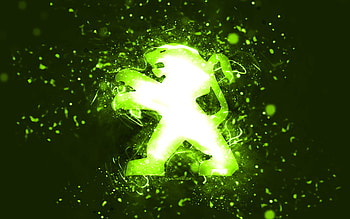 Peugeot lime logo, , lime neon lights, creative, lime abstract background, Peugeot logo, cars brands, Peugeot HD wallpaper