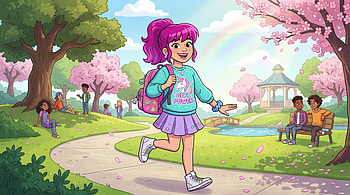 Girly — Spring Park Stroll, Schoolgirl, Backpack HD wallpaper