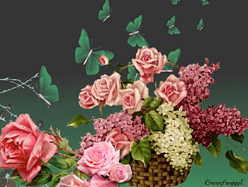 ROSES AND LILACS, LILACS, ROSES, CREATION, PINK HD wallpaper