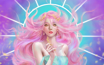 Goddess, blue, frumusete, pink, art, fantasy, luminos, girl, jason lan HD wallpaper
